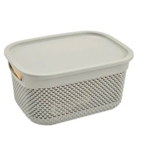 Rectangular resin basket with handles (29x21.5x15 cm) 6.6 L 7HOUSE (Gray)